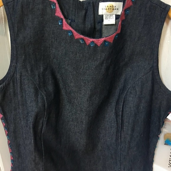 CSandy Starkman Denim Sleeveless Top w/ Embroidery - Picture 5 of 11
